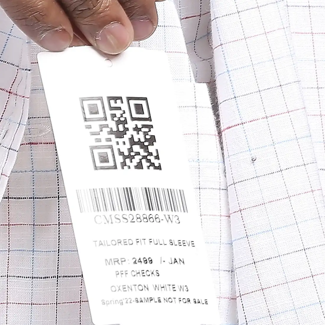 Men White Tailored Fit Checks Cotton Full Sleeve Shirts - Image 8