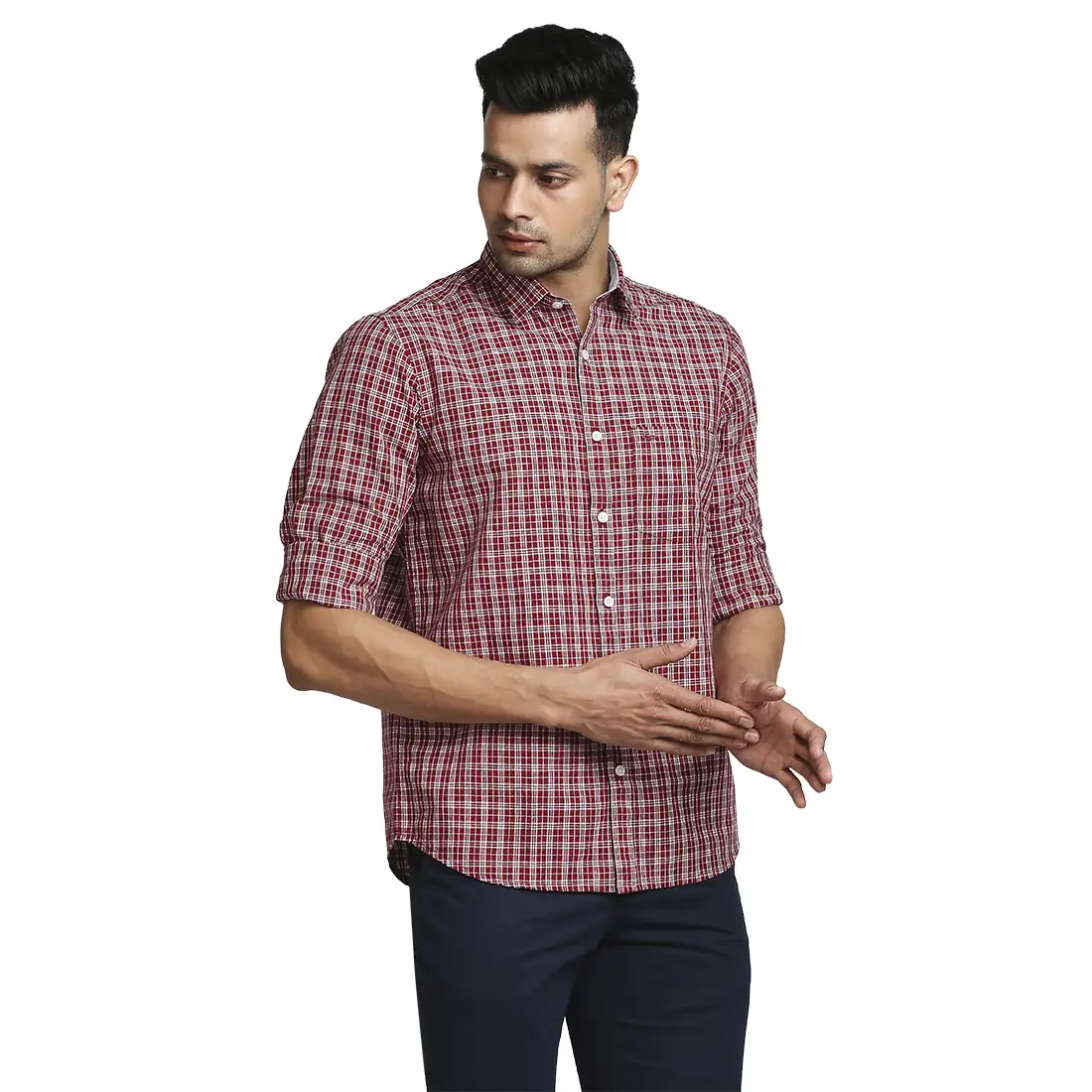 Men White Tailored Fit Print Cotton Full Sleeve Shirts - Image 2
