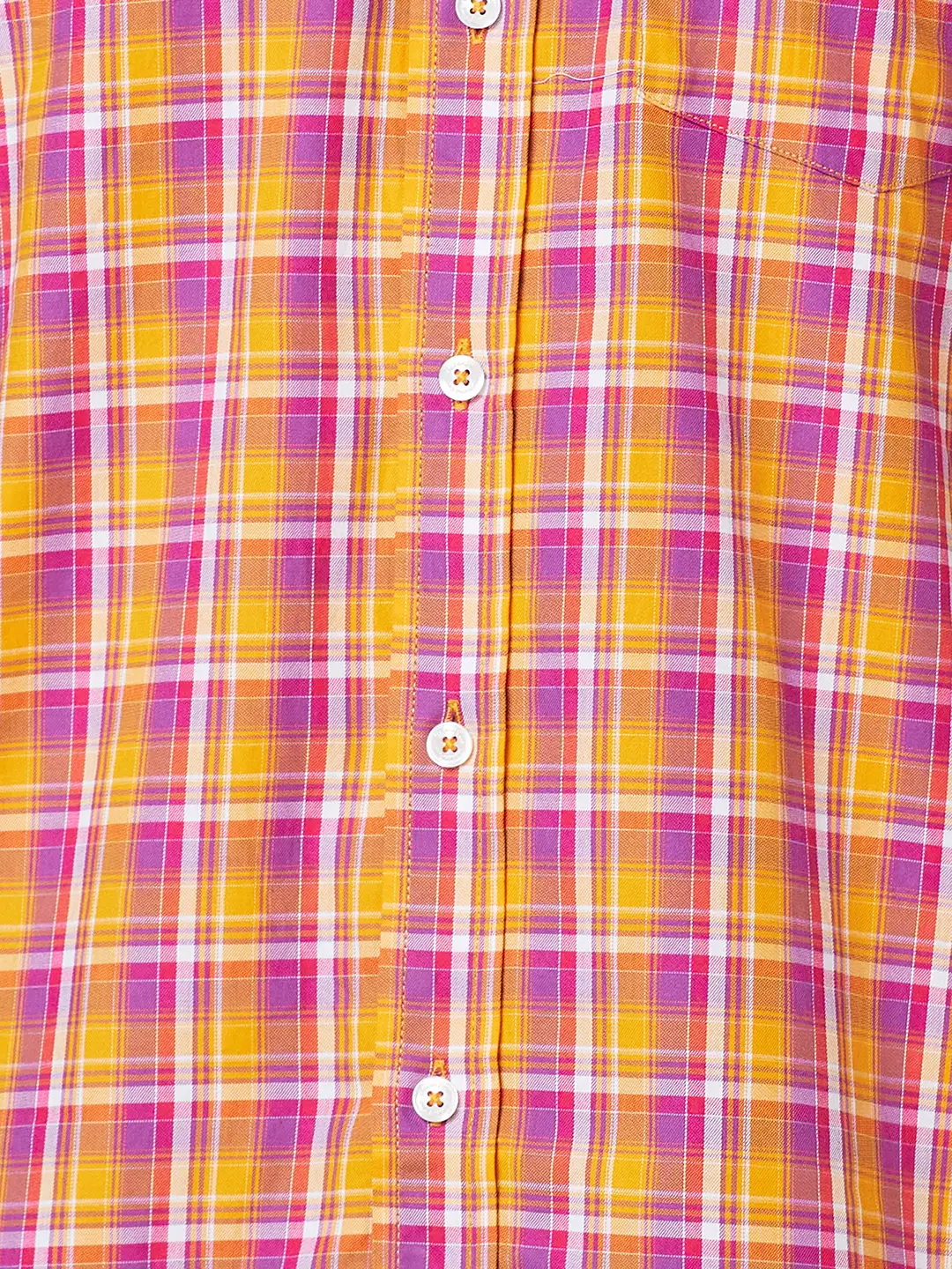 Men Yellow Classic Fit Checks Cotton Half Sleeve Shirts - Image 7