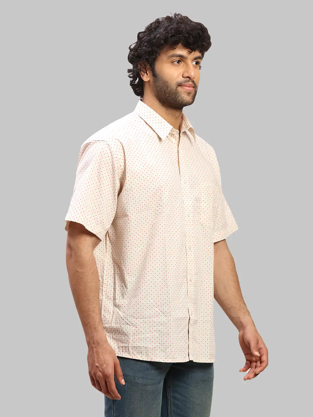 Men Yellow Classic Fit Print Cotton Half Sleeve Shirts - Image 2