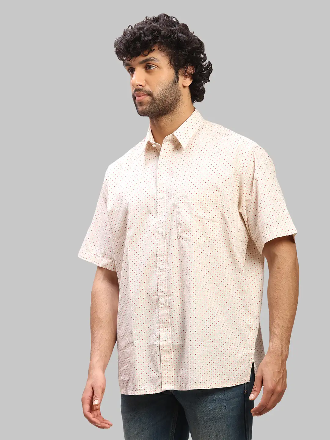 Men Yellow Classic Fit Print Cotton Half Sleeve Shirts - Image 3