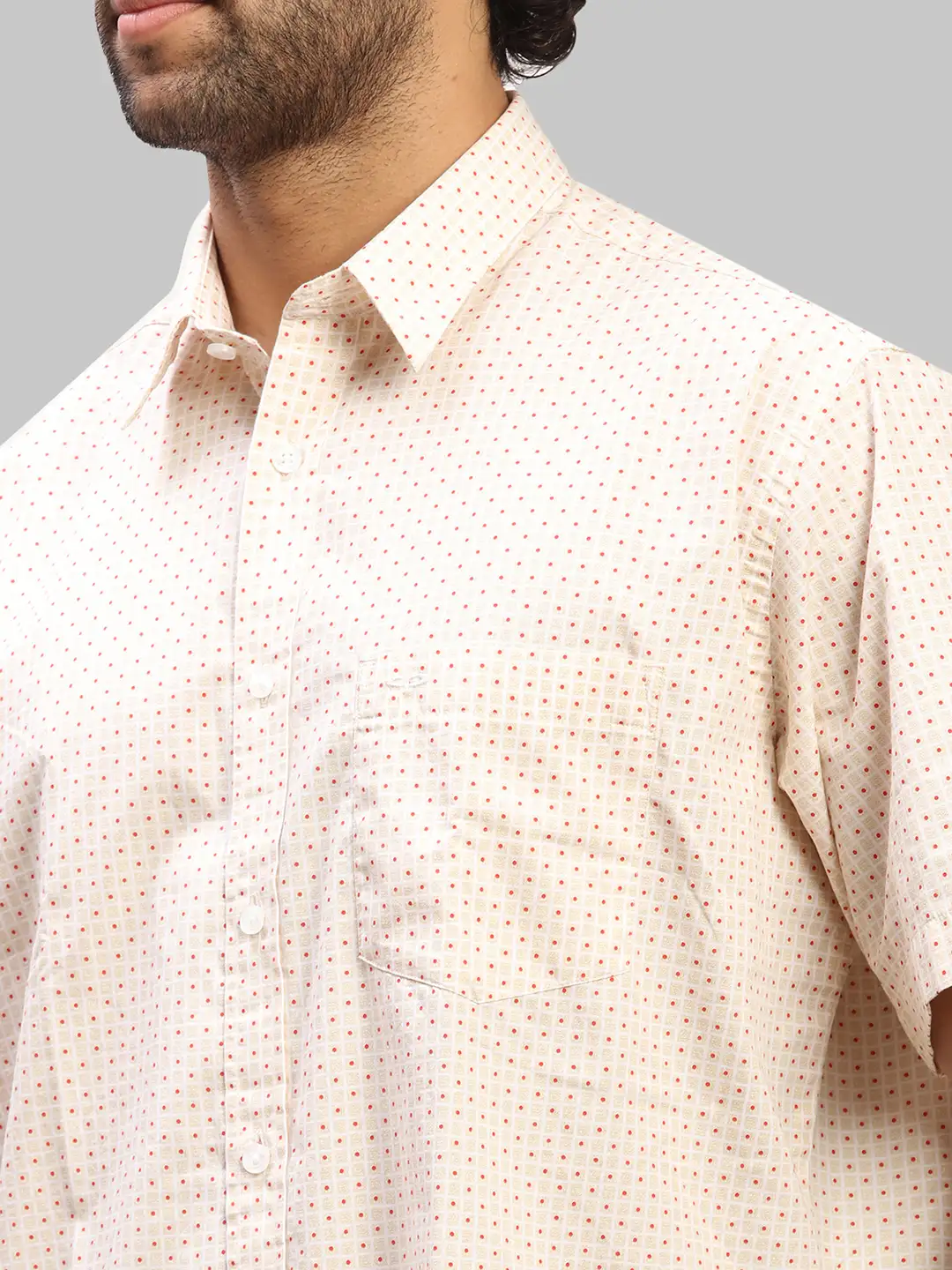 Men Yellow Classic Fit Print Cotton Half Sleeve Shirts - Image 6