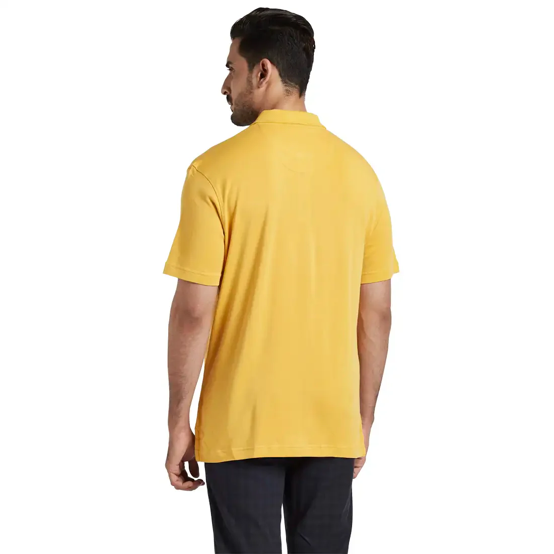 Men Yellow Classic Fit Solid Cotton Half Sleeve T-Shirt - Image 4