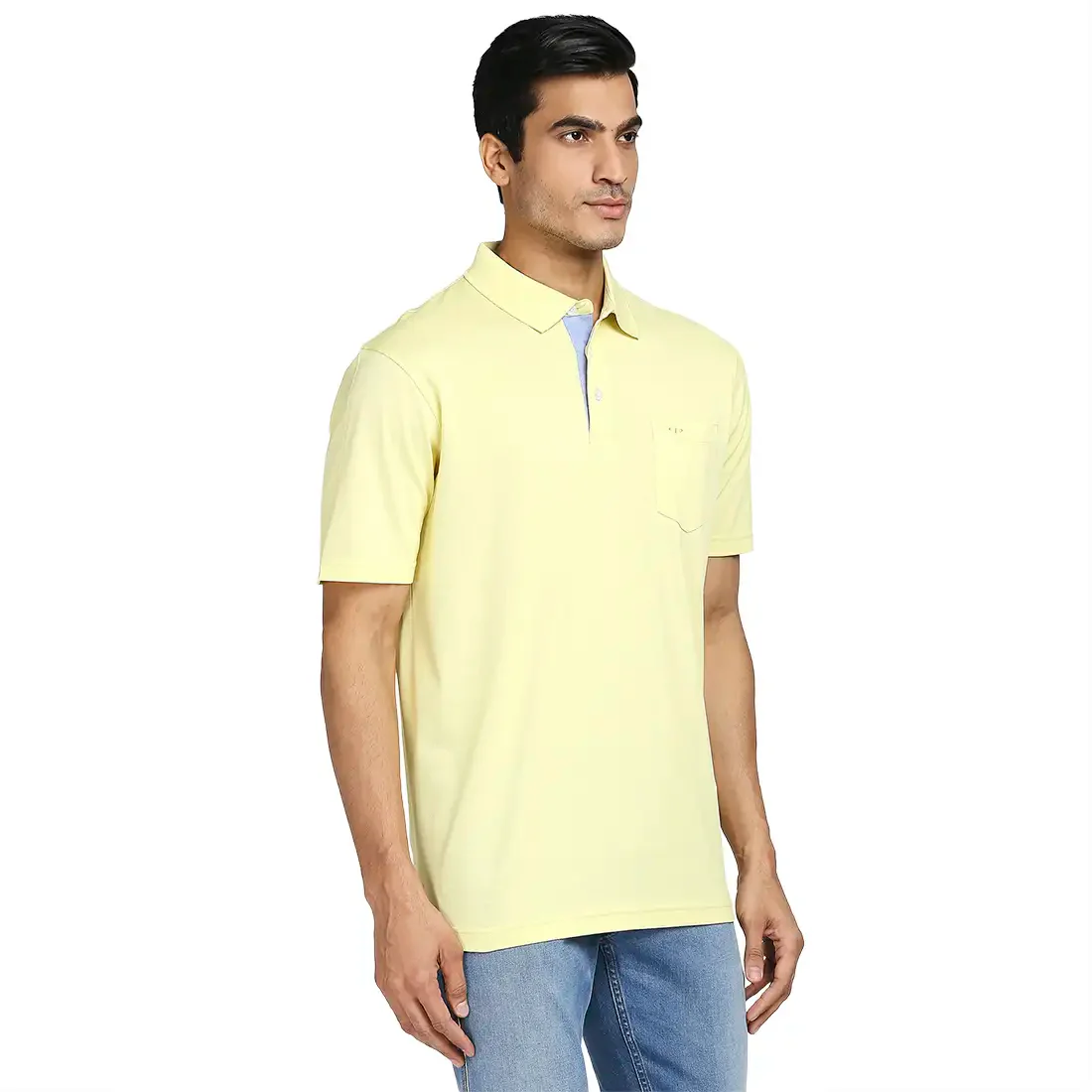 Men Yellow Classic Fit Solid Cotton Half Sleeve T-Shirt - Image 2