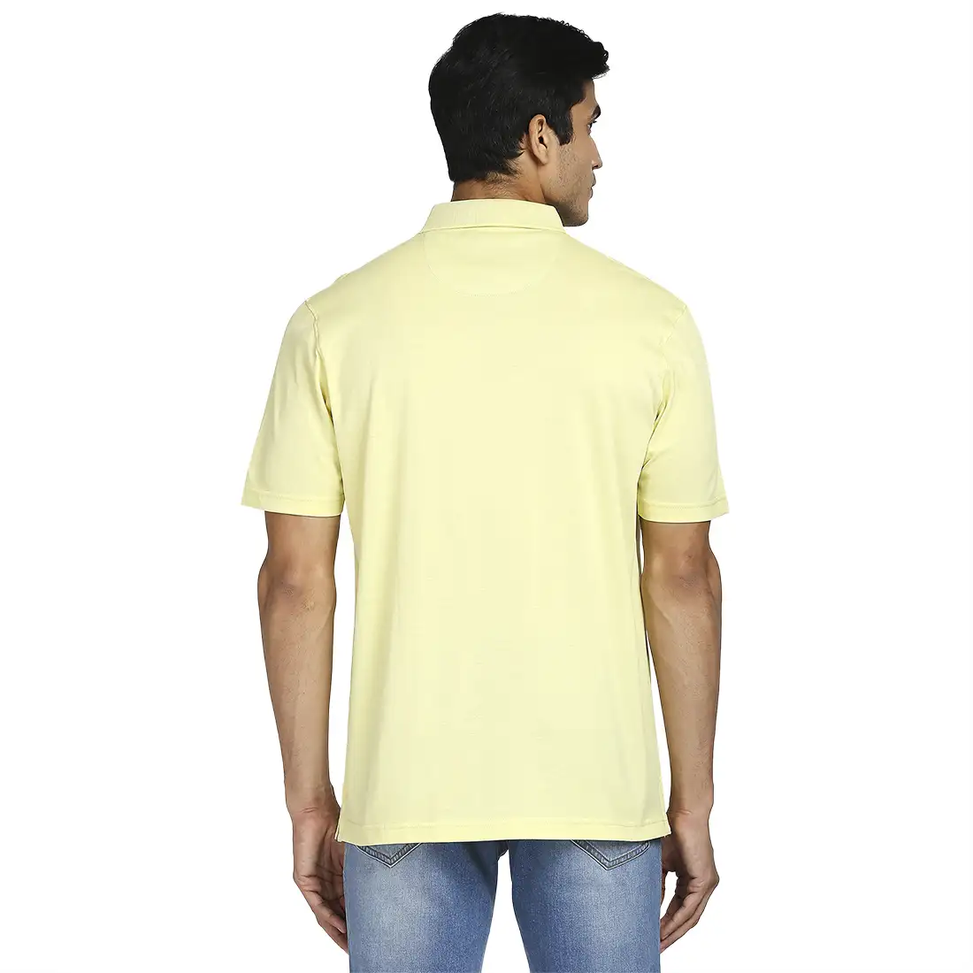 Men Yellow Classic Fit Solid Cotton Half Sleeve T-Shirt - Image 4