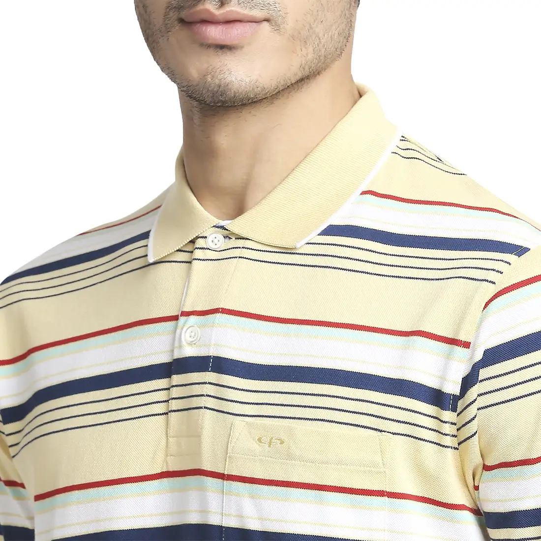Men Yellow Classic Fit Stripe Cotton Half Sleeve T-Shirt - Image 6
