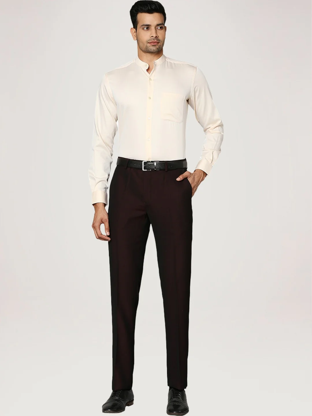 Men Yellow Contemporary Fit Satin Cotton Full Sleeve Shirts - Image 2