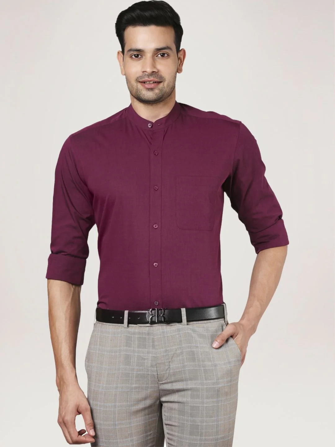 Men Yellow Contemporary Fit Solid Cotton Full Sleeve Shirts - Image 6
