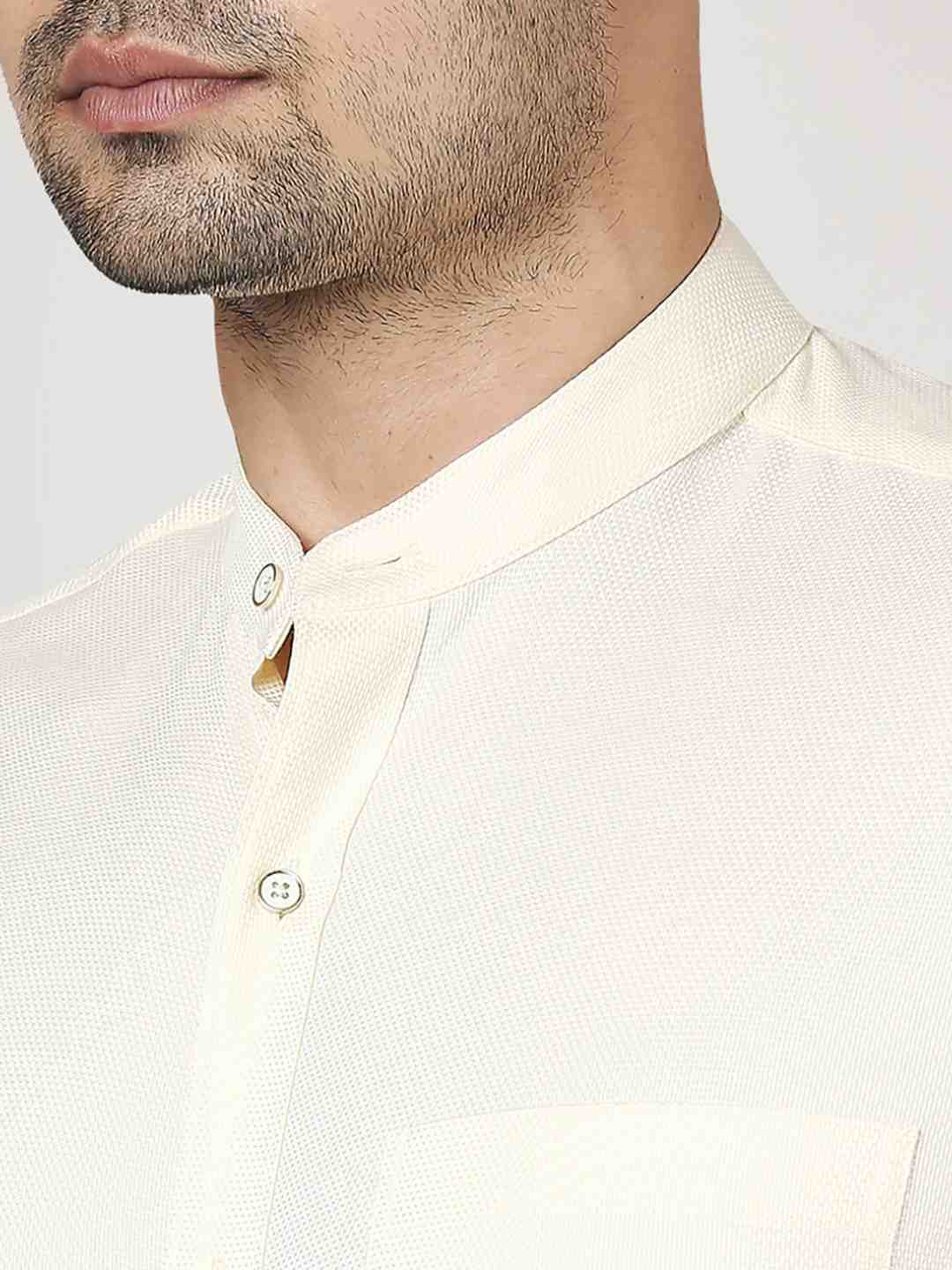 Men Yellow Contemporary Fit Structure Cotton Full Sleeve Shirts