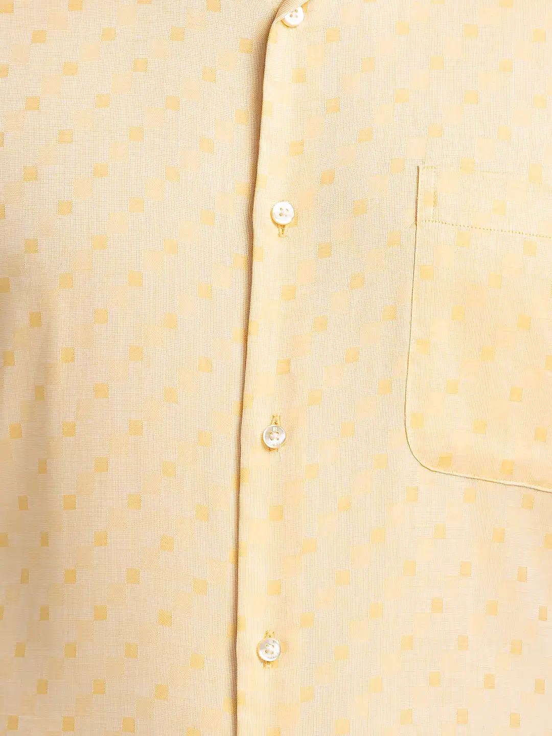 Men Yellow Contemporary Fit Structure Cotton Full Sleeve Shirts - Image 7