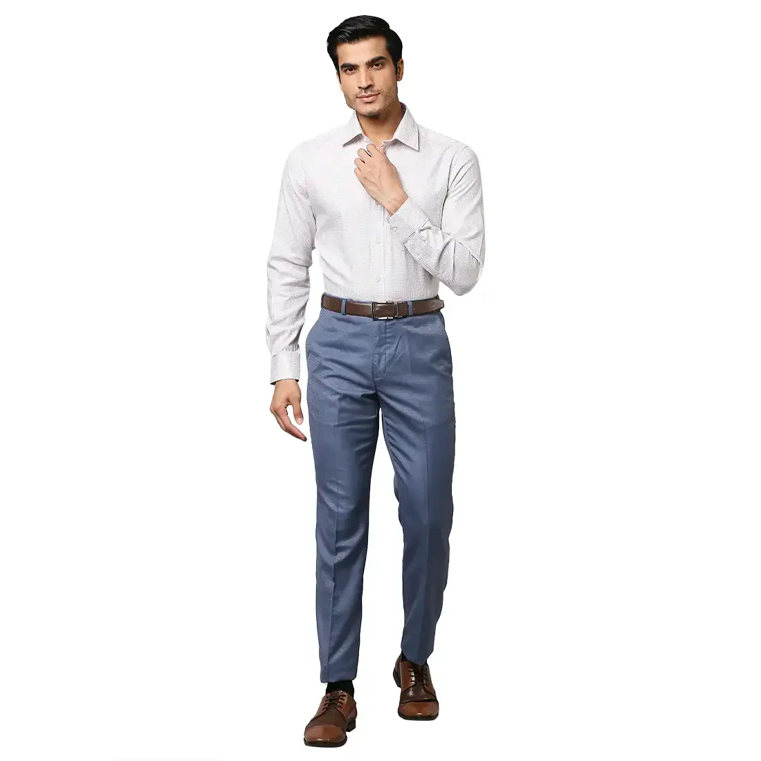 Men Yellow Contemporary Fit Structure Cotton Full Sleeve Shirts - Image 5