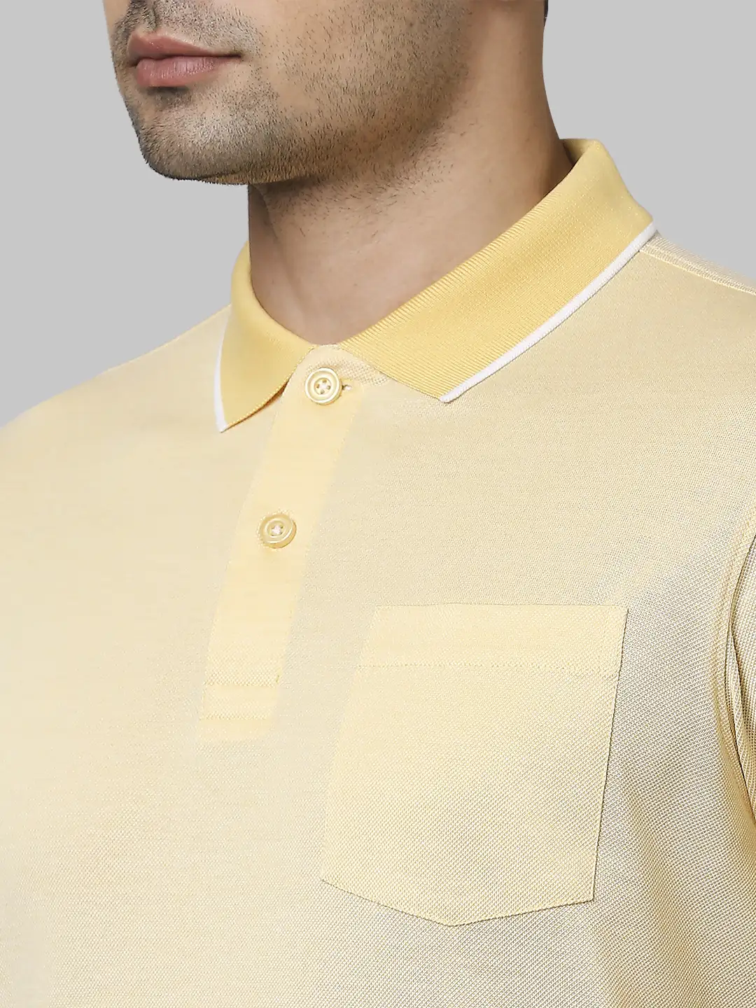 Men Yellow Contemporary Fit Yarn Dyed Cotton Polo T-Shirt - Image 6