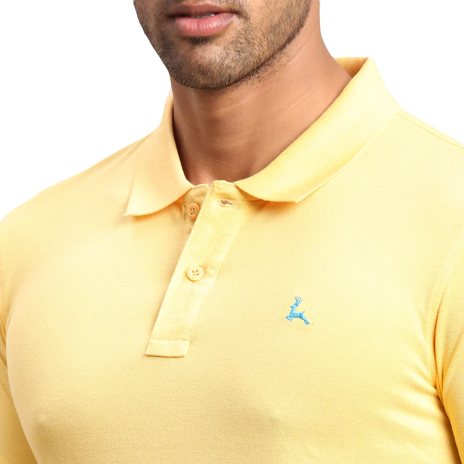 Men Yellow Regular Fit Solid Cotton Polyester Blend Round Neck Collar Polo T-Shirt - Image 6