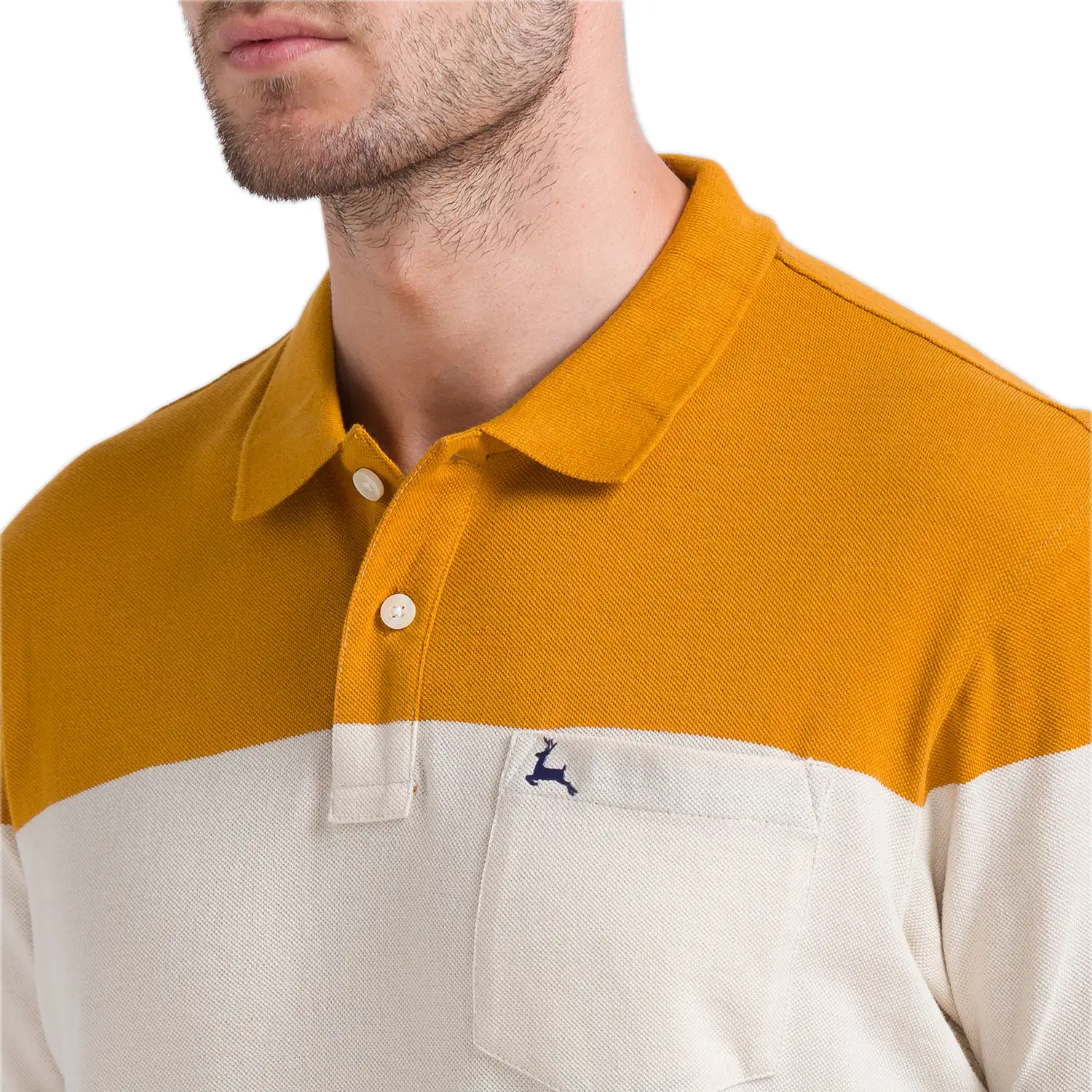 Men Yellow Regular Fit Yarn Dyed Cotton Round Neck Collar Polo T-Shirt - Image 6