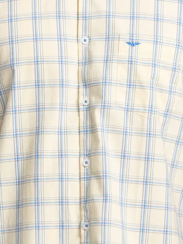 Men Yellow Slim Fit Checks Cotton Cut Away Collar Shirts - Image 7