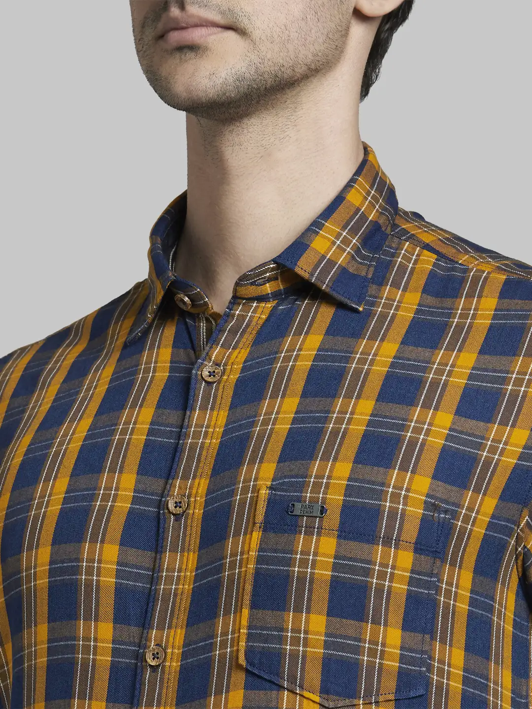 Men Yellow Slim Fit Checks Cotton Full Sleeve Shirts - Image 6