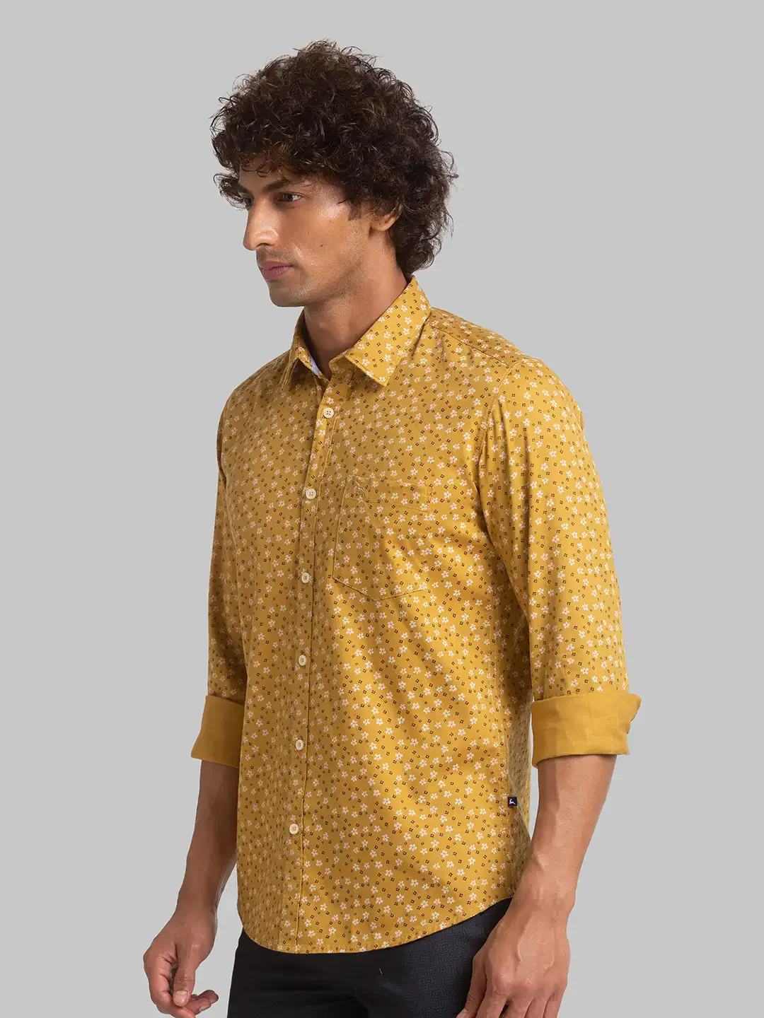 Men Yellow Slim Fit Checks Cotton Full Sleeve Shirts - Image 4