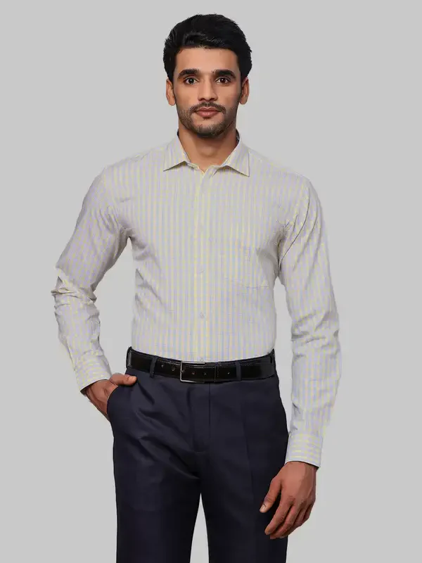 Men Yellow Slim Fit Checks Cotton Shirts