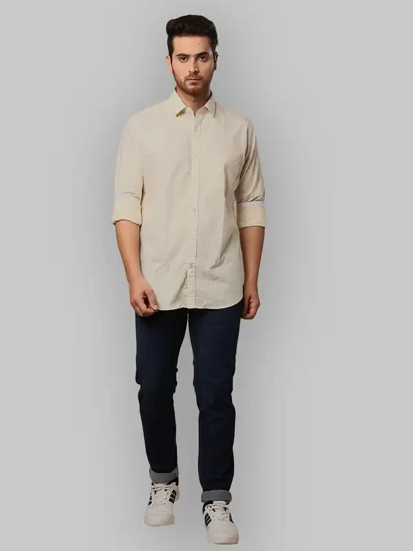 Men Yellow Slim Fit Checks Cotton Shirts - Image 5