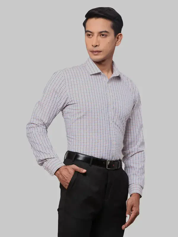 Park Avenue Men Purple Checks Slim Fit Cotton Formal Shirt - Image 2