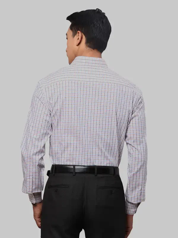 Park Avenue Men Purple Checks Slim Fit Cotton Formal Shirt - Image 5