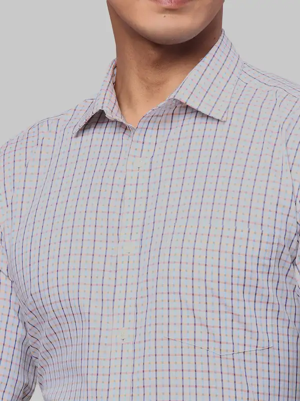 Park Avenue Men Purple Checks Slim Fit Cotton Formal Shirt - Image 7