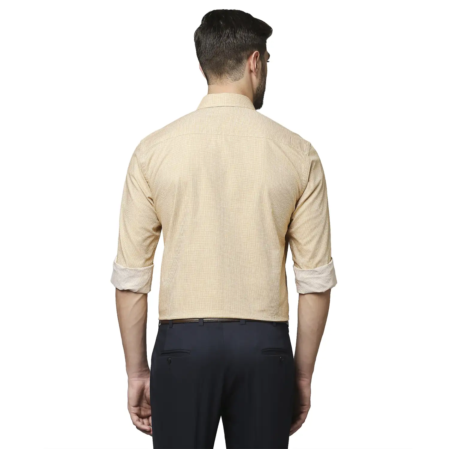 Men Yellow Slim Fit Checks Cotton Shirts - Image 4