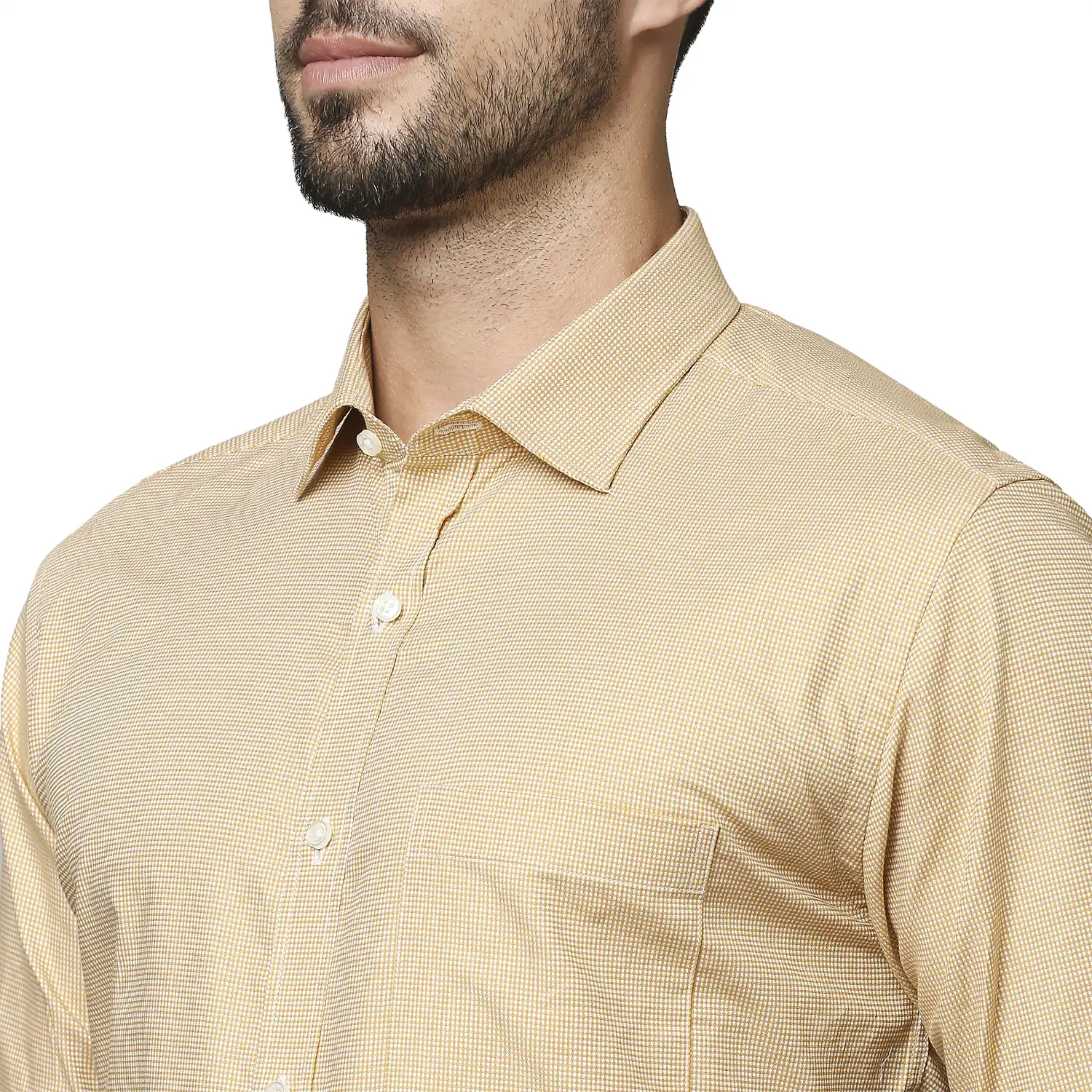 Men Yellow Slim Fit Checks Cotton Shirts - Image 6
