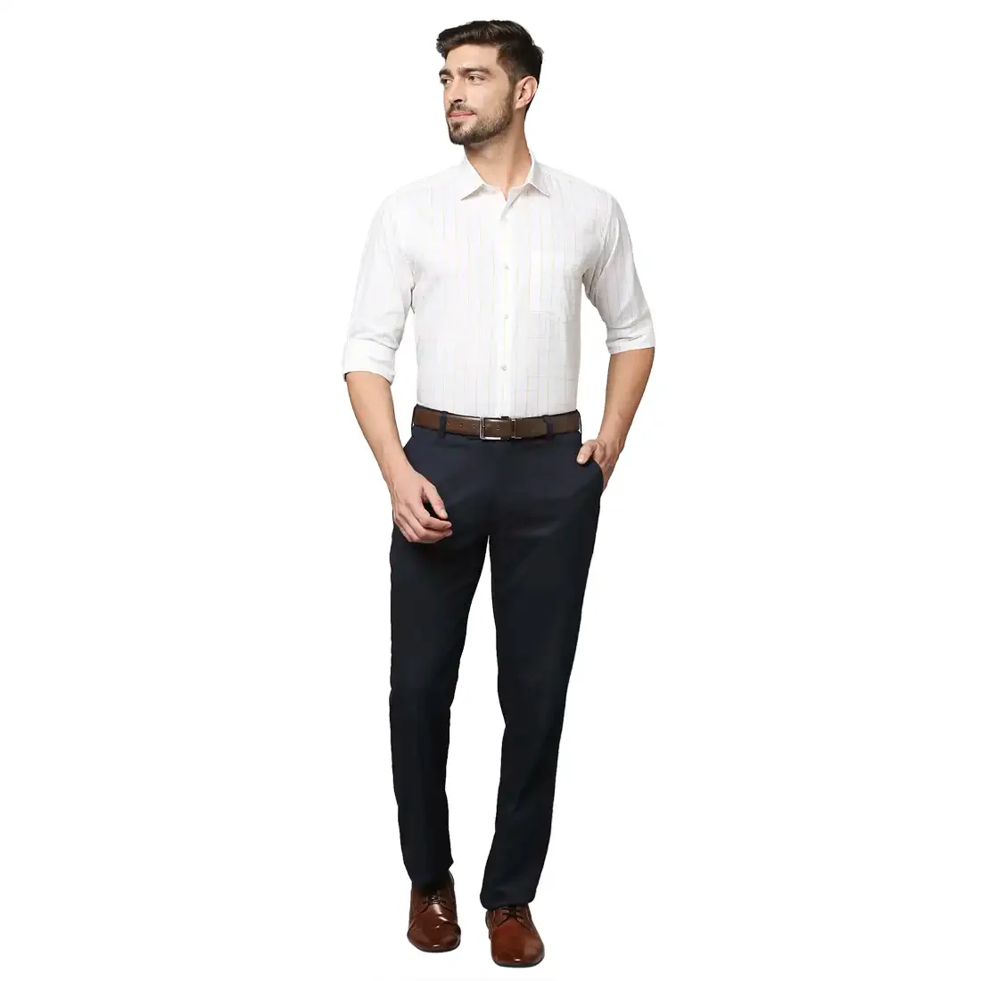 Men Yellow Slim Fit Checks Cotton Shirts - Image 5