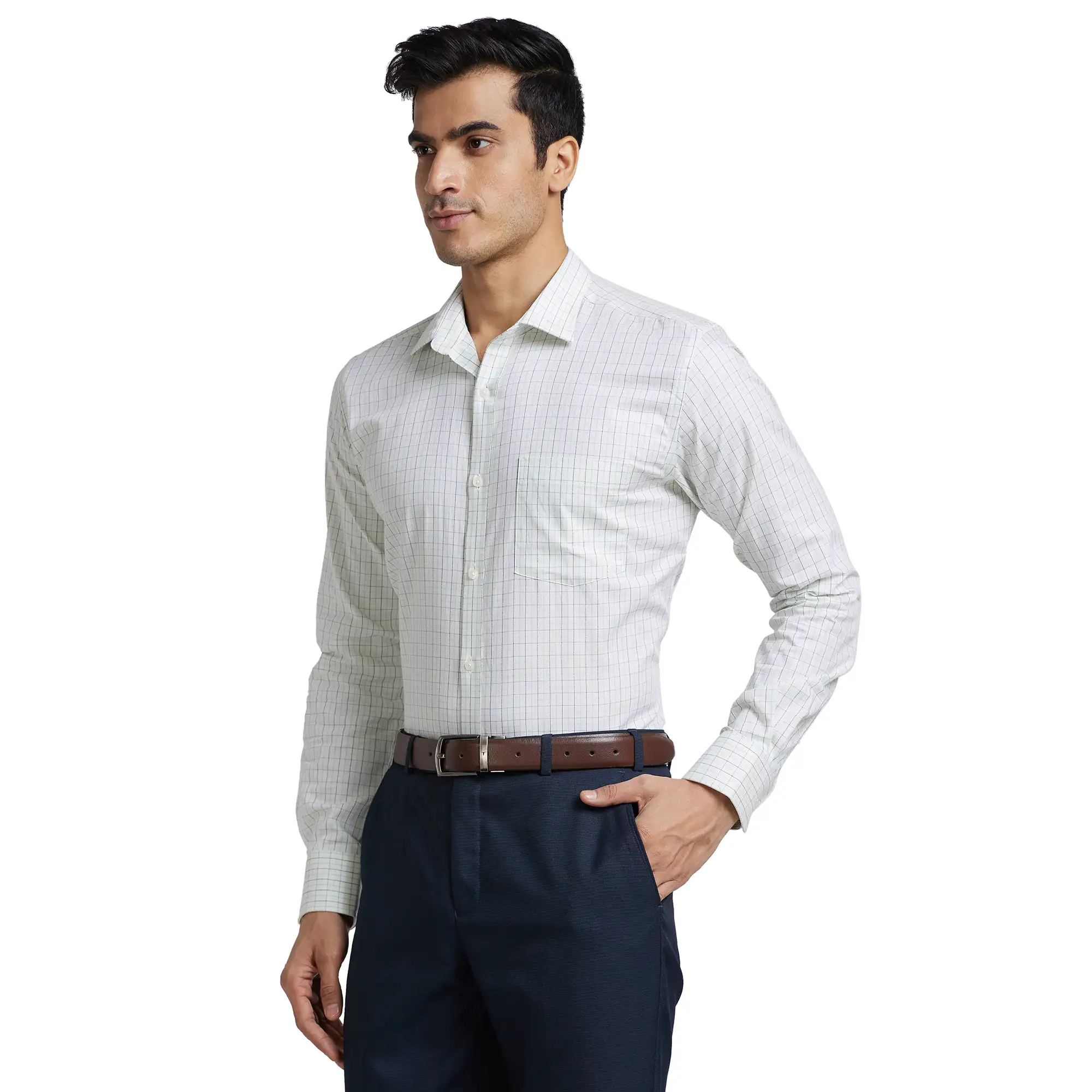 Men Yellow Slim Fit Checks Cotton Shirts - Image 3