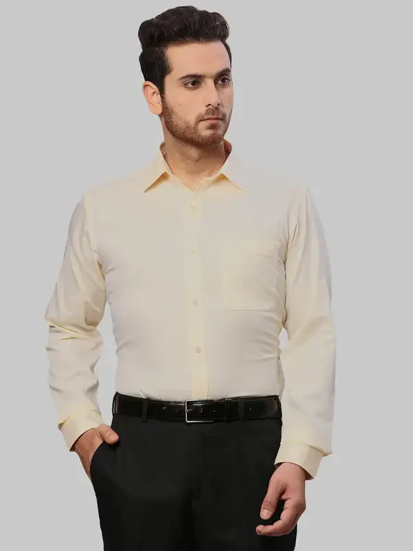 Men Yellow Slim Fit Dobby Cotton Shirts