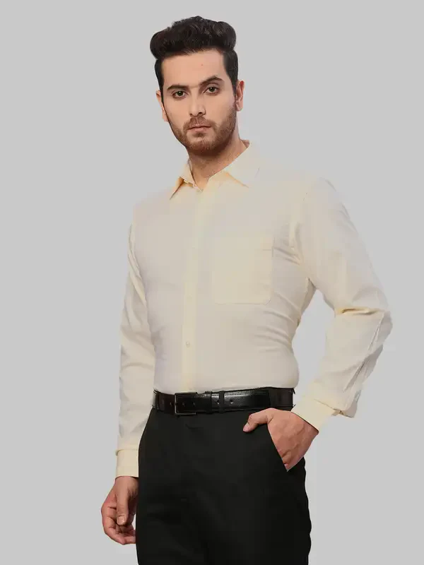 Men Yellow Slim Fit Dobby Cotton Shirts - Image 3
