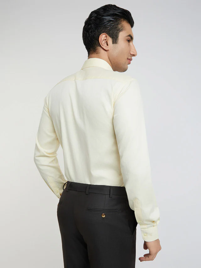 Men Yellow Slim Fit Dobby Cotton Shirts - Image 4