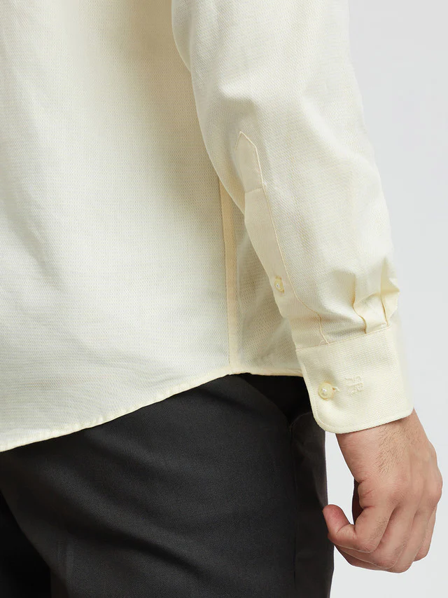 Men Yellow Slim Fit Dobby Cotton Shirts - Image 7