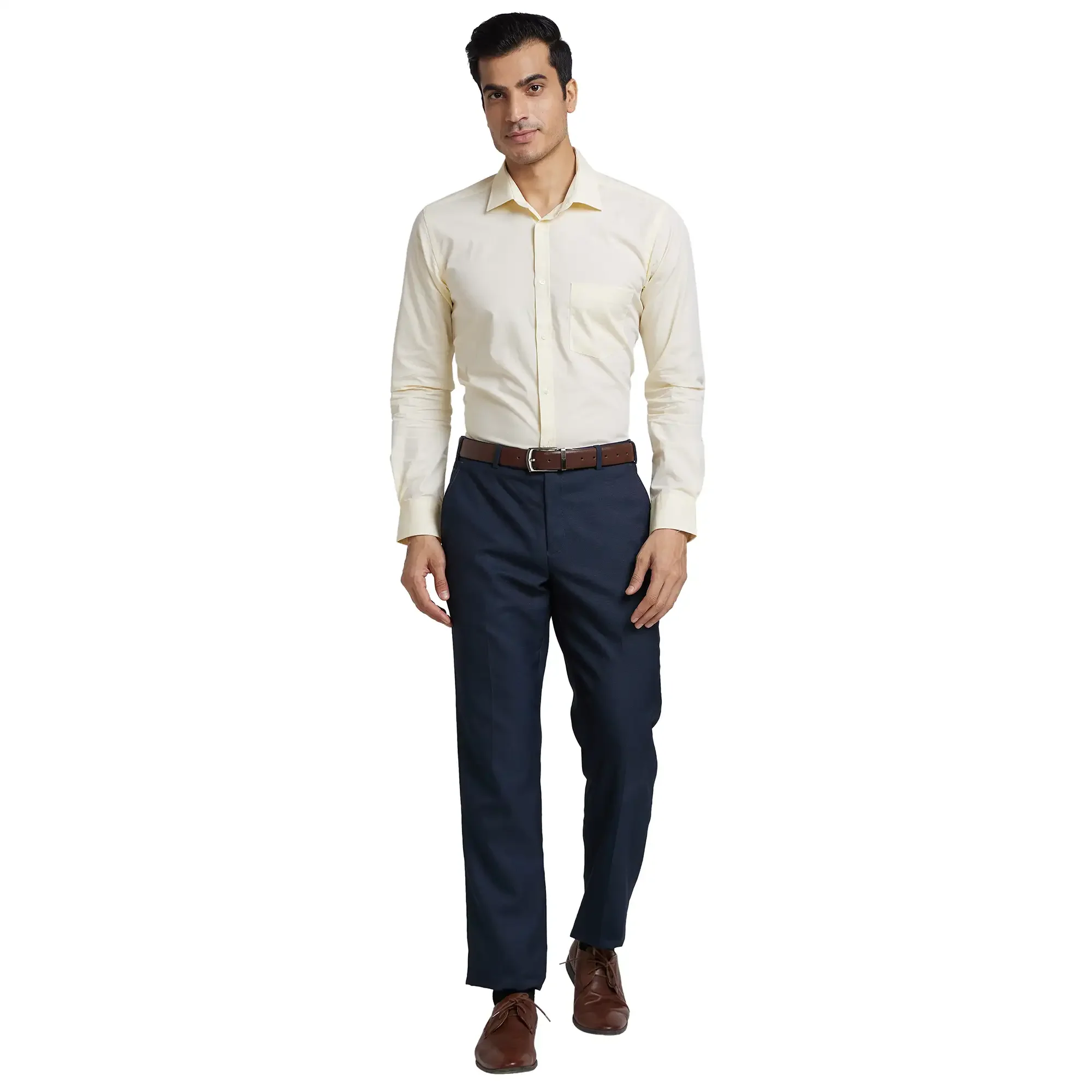 Park Avenue Men Yellow Slim Fit Fil-A-Fil Cotton Formal Shirt - Image 5