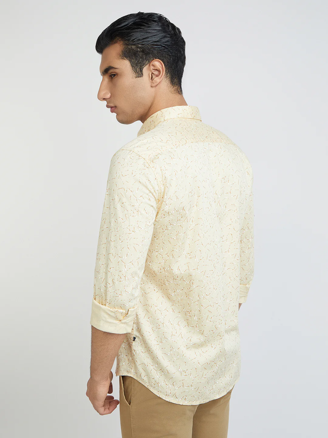 Men Yellow Slim Fit Print Cotton Blend Full Sleeve Shirts - Image 4