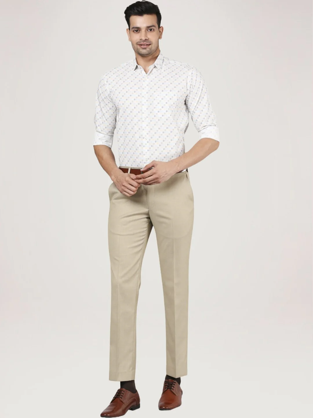 Men Yellow Slim Fit Print Cotton Cut Away Collar Shirts - Image 2