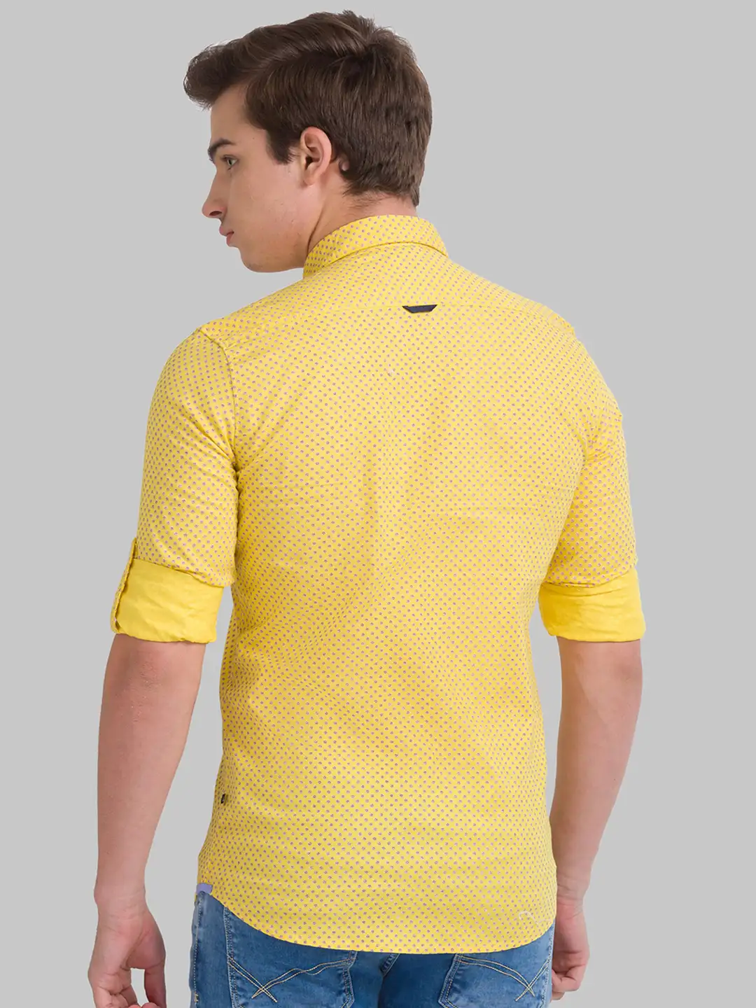 Men Yellow Slim Fit Print Cotton Full Sleeve Shirts - Image 4