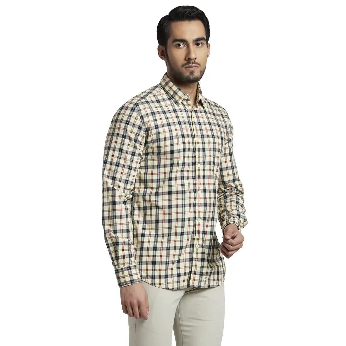Men Yellow Slim Fit Print Cotton Full Sleeve Shirts - Image 2