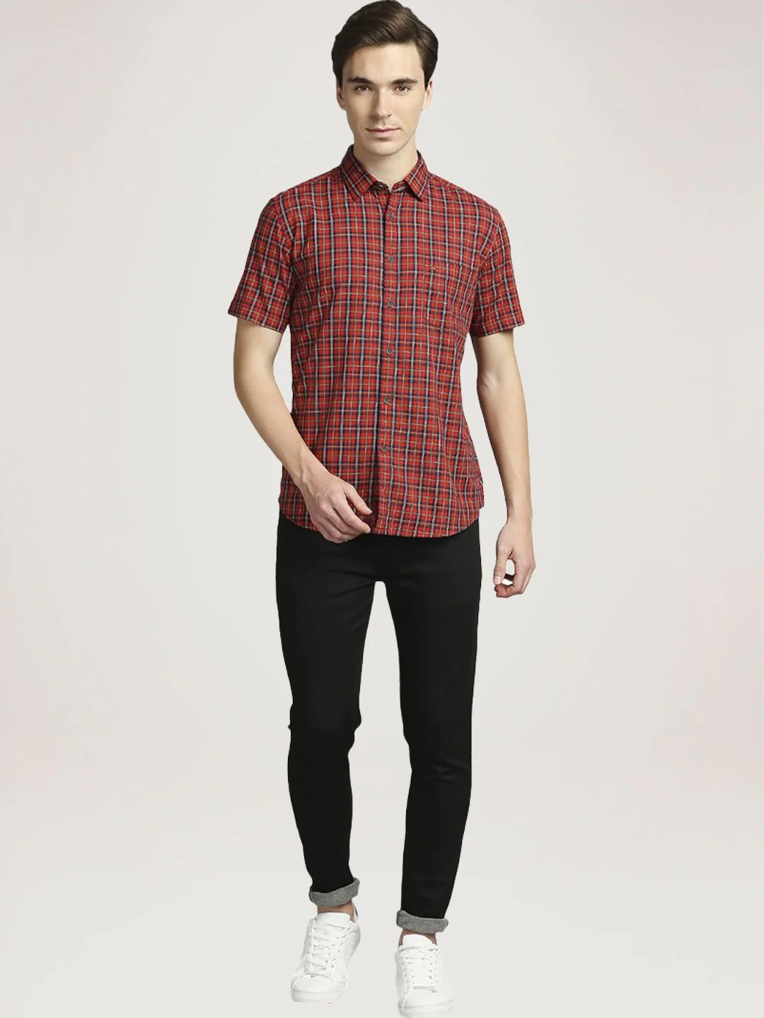 Men Yellow Slim Fit Print Cotton Full Sleeve Shirts - Image 2