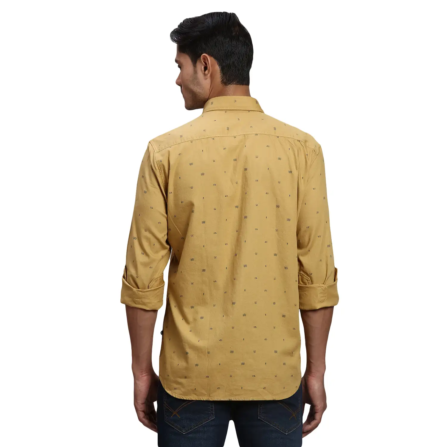 Men Yellow Slim Fit Print Cotton Full Sleeve Shirts - Image 4