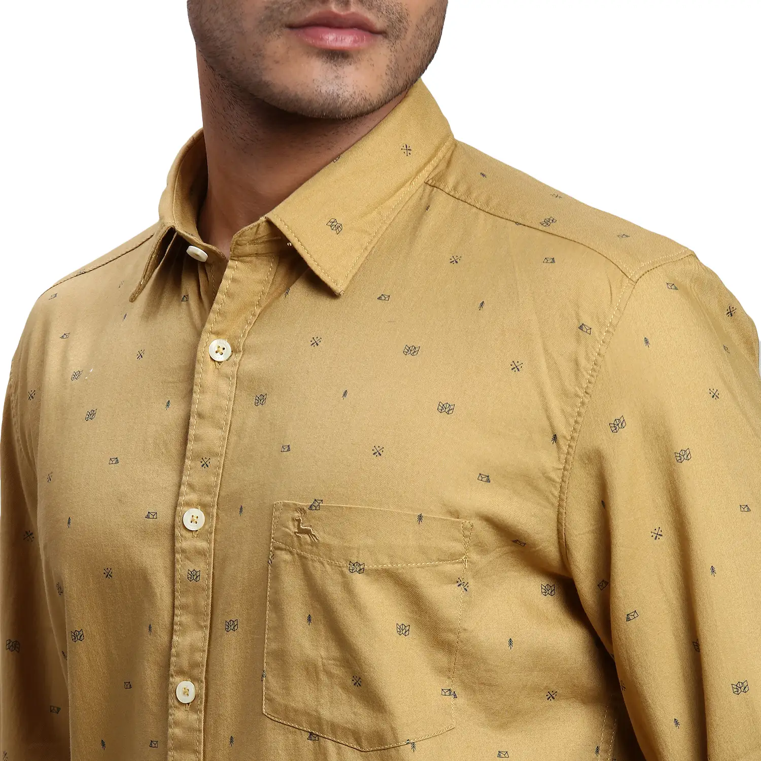 Men Yellow Slim Fit Print Cotton Full Sleeve Shirts - Image 6