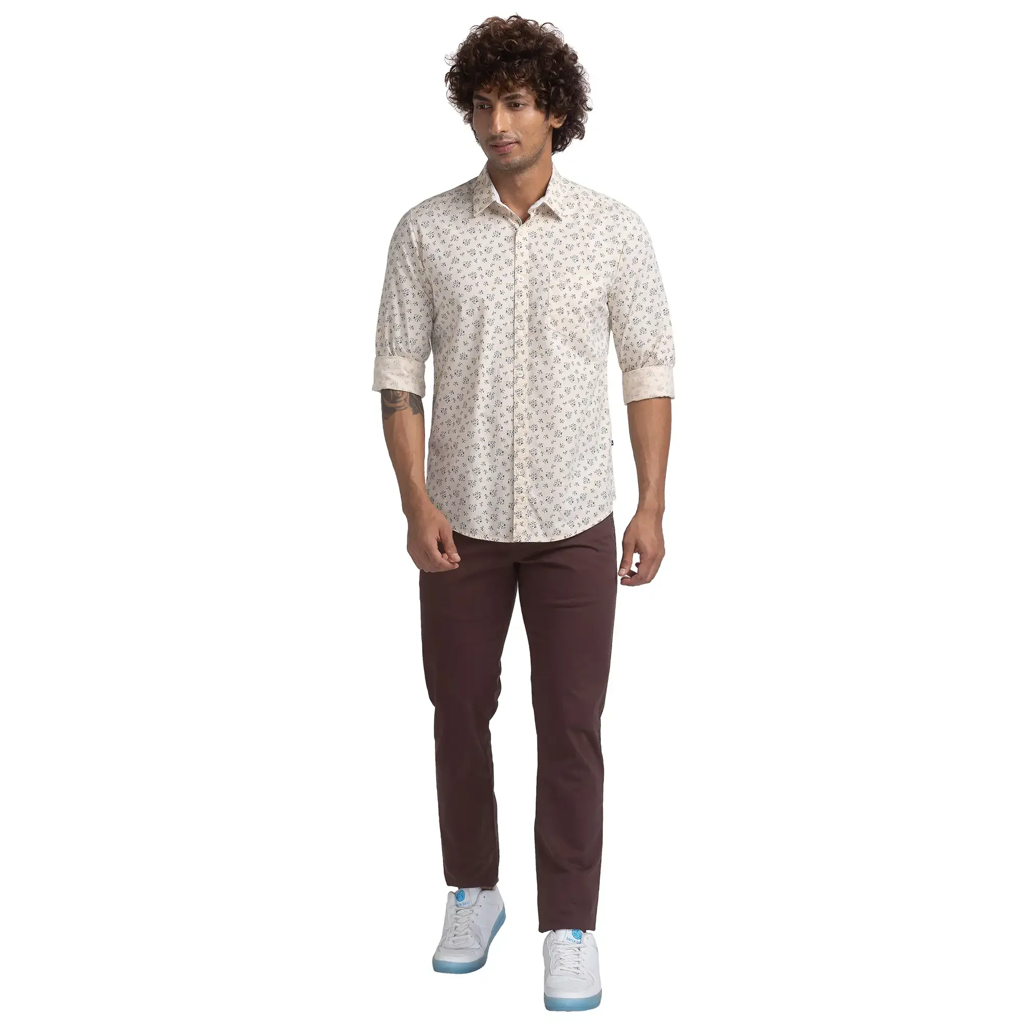 Men Yellow Slim Fit Print Cotton Full Sleeve Shirts - Image 5