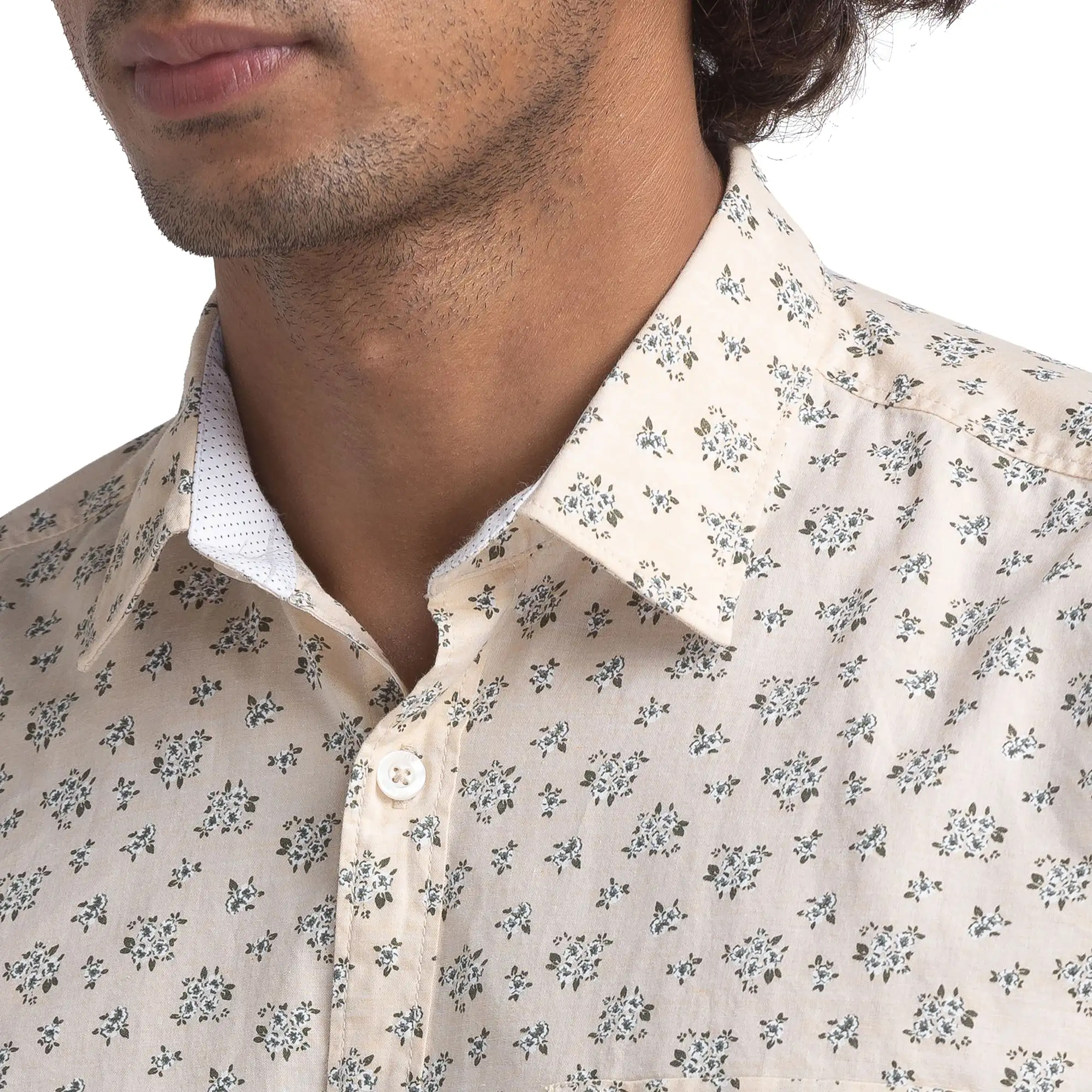 Men Yellow Slim Fit Print Cotton Full Sleeve Shirts - Image 6