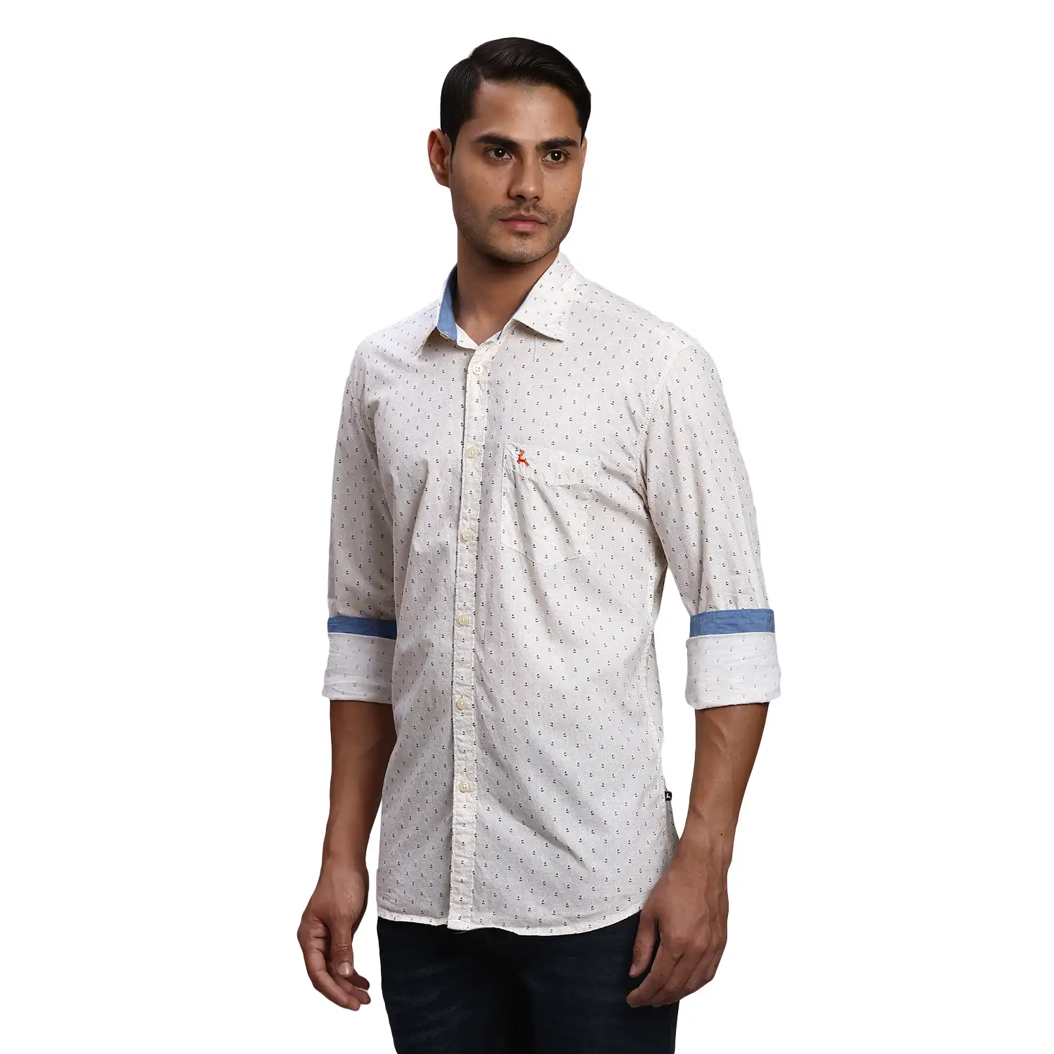 Men Yellow Slim Fit Print Cotton Full Sleeve Shirts - Image 3