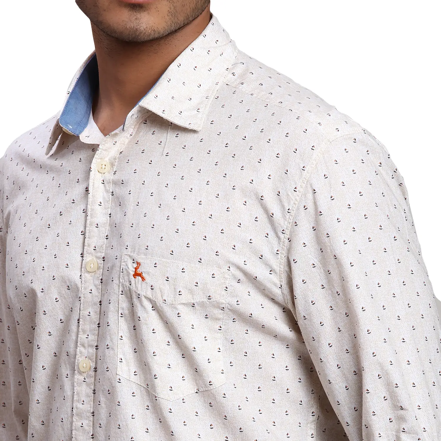 Men Yellow Slim Fit Print Cotton Full Sleeve Shirts - Image 6