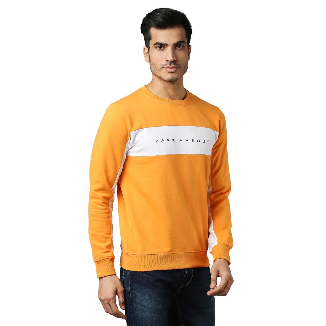 Men Yellow Slim Fit Print Cotton Polyester Blend Crew Neck Collar Sweatshirts - Image 2