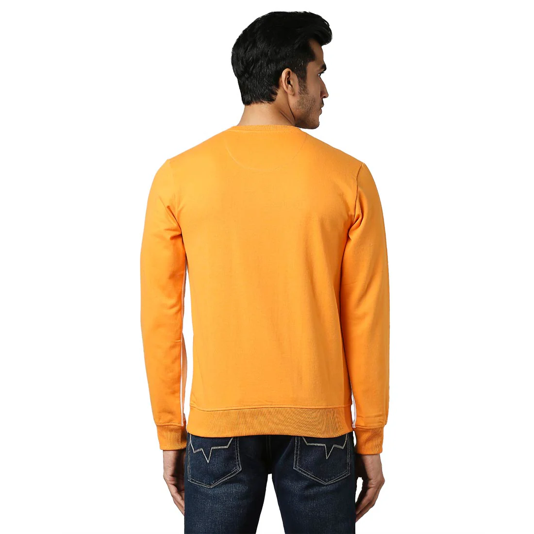 Men Yellow Slim Fit Print Cotton Polyester Blend Crew Neck Collar Sweatshirts - Image 4