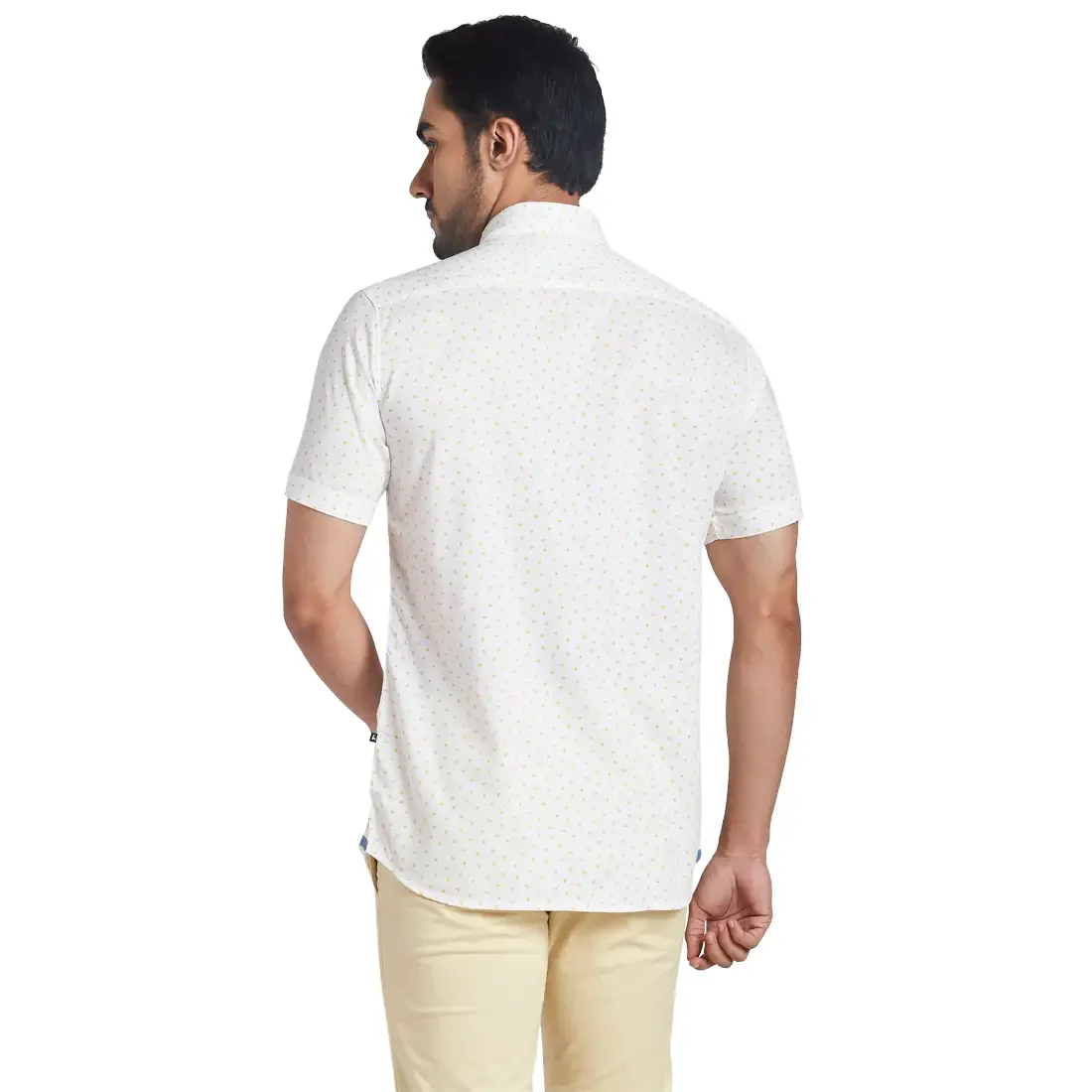Men Yellow Slim Fit Print Modal Blend Half Sleeve Shirts - Image 4