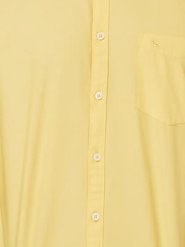Men Yellow Slim Fit Solid Cotton Full Sleeve Shirts - Image 7